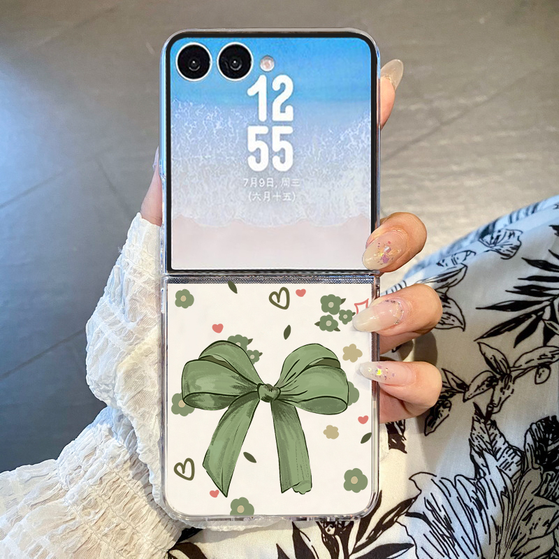 Phone Cases Z Fold 4 - Green Bow Pattern Phone Case For
